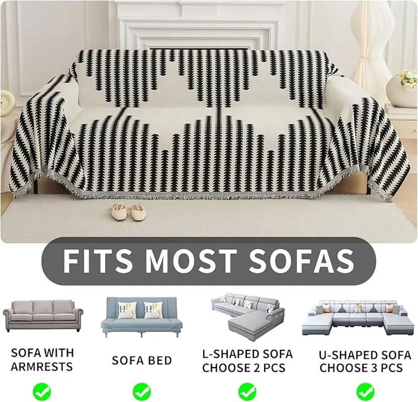 Nordic Style Chenille Sofa Towel Tassels Boho Geometric Patterns Sofa Cover for Living Room Casual Slip Covers Blankets For Beds