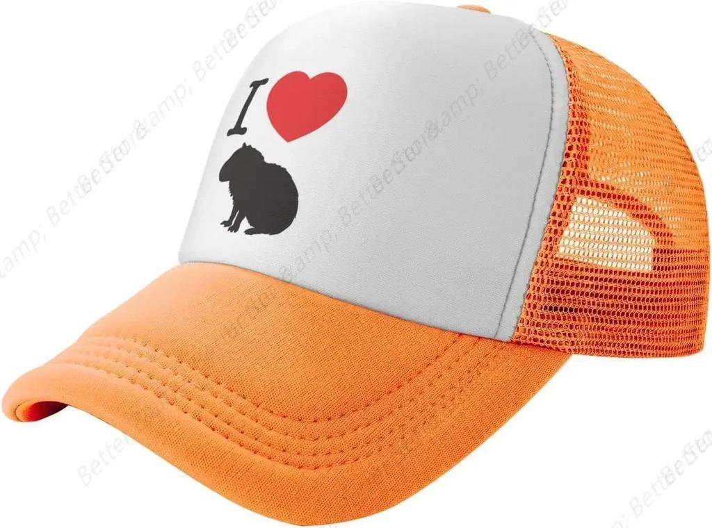 I Love Capybara Hat Mesh Cap for Unisex Women Adjustable Trucker Hat Baseball Cap