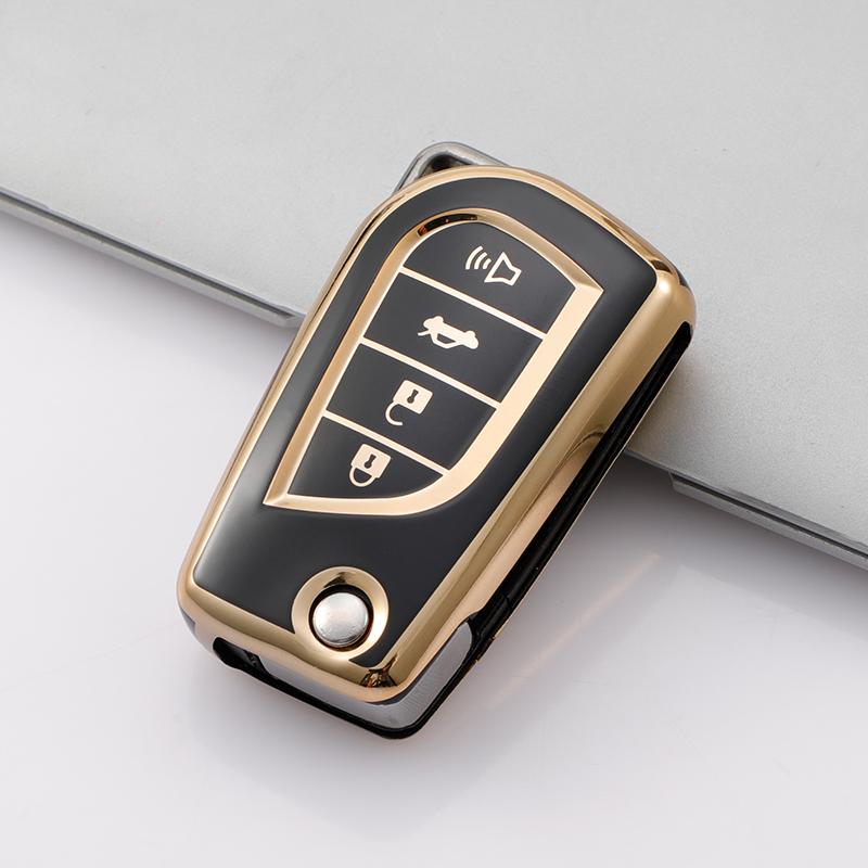 TPU Autoschlüsselhülle für Toyota Corolla 2020 für Toyota Camry 70 Prius C-HR Clicker Carwalaa Schlüsselhülle Halter 4-Knopf Schlüsselhülle