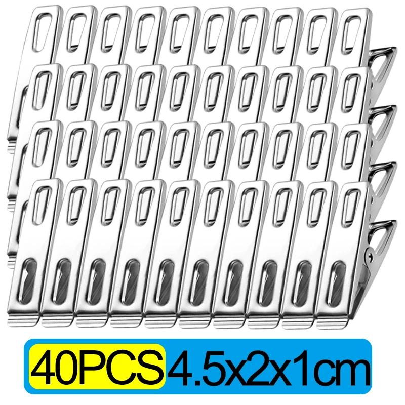 100-20PCS Stainless Steel Clothespins Multifunction Kitchen Sealing Clips Mini Photos Clip Clothes Pegs Hangers Clamps Storager