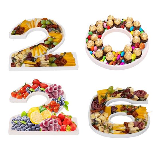 Fillable Cardboard Serving Tray Number 2026 Charcuterie Food Tray Grad Party Candy Dessert Snack Container for Graduation Anniversary New Year Party