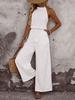 Women's Halter Neck Sleeveless Jumpsuit Loose Fit Elastic Waist Solid Color Wide Leg Vacation Romper