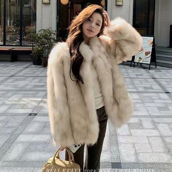 

Новая женская зимняя шуба из искусственного лисьего меха, тонкая шуба из искусственного норкового меха со стойкой, в стиле знаменитостей S size 85-52.5 kg