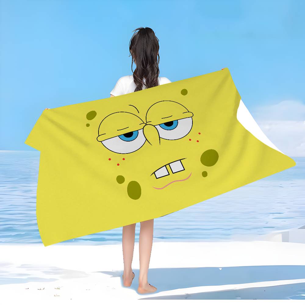 Anime S-Spongebobes Cute Microfiber Printed Beach Towel Mountain Climbing Yoga Beach Swimming Running Absorbent Soft Towel