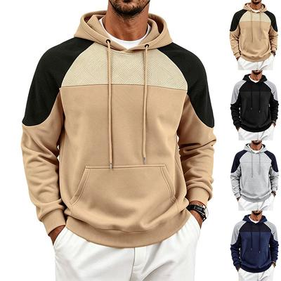 Men S Casual Color Block Raglan Sleeve Hooded Sweatshirt