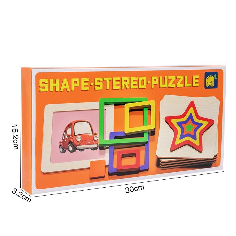 

Wooden Toddler Geometric Shape Matching Puzzle Combination Set Color Cognition Shape Thinking Logic Montessori Educational Toys