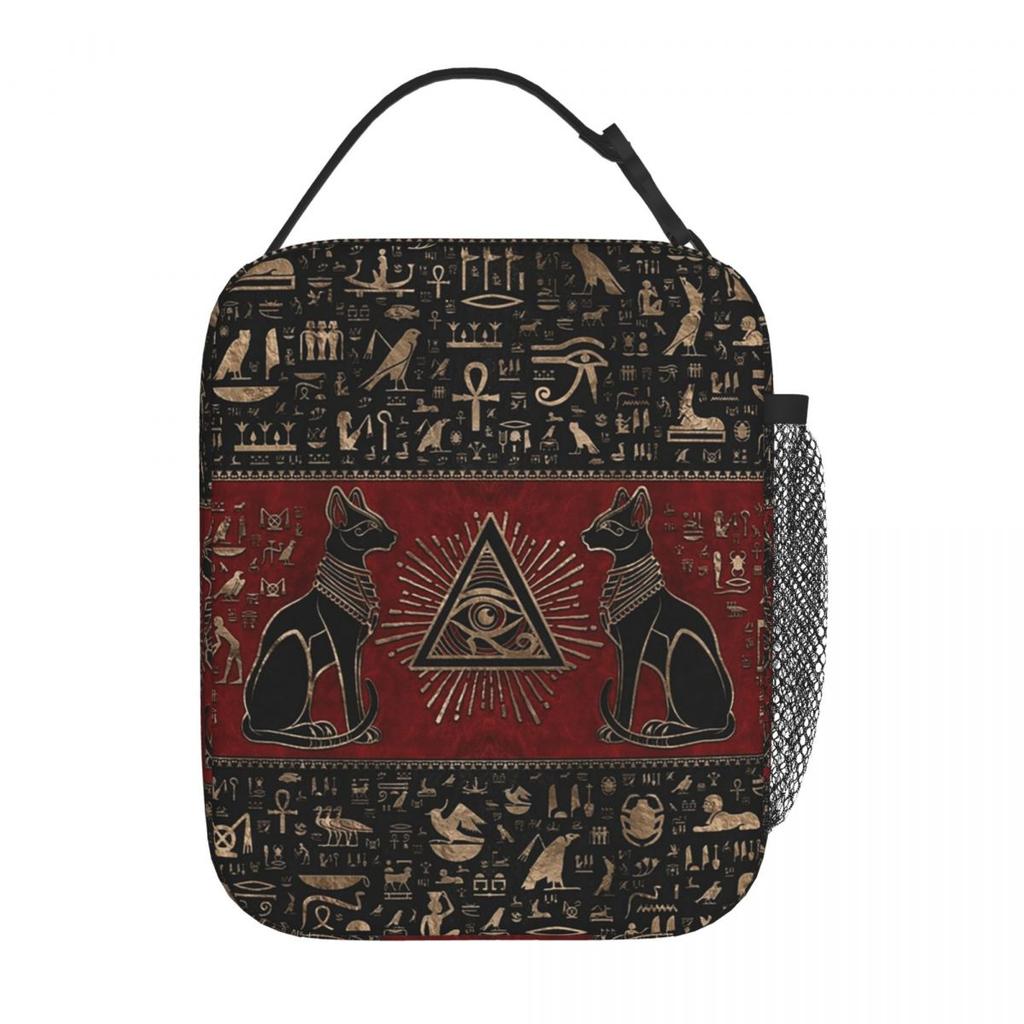 Egyptian God Ancient Egypt Bastet Cat Insulated Lunch Bag for Kids Cooler Thermal Food Box Tote Portable Lunch Boxes Container