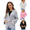 Women Oversized Button Down Cardigan Knitted Long Sleeve Open Front Sweater with Pockets Casual Fall Outerwear Coat