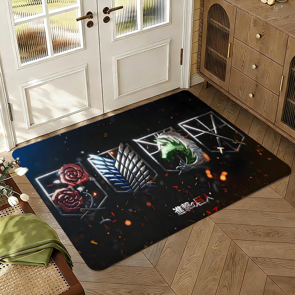 Attack-on-Titans Anime Floor Mat Soft Thickened Absorbent Non-Slip Bedroom Living Room Door Mat Home Decor Flannel Rugs