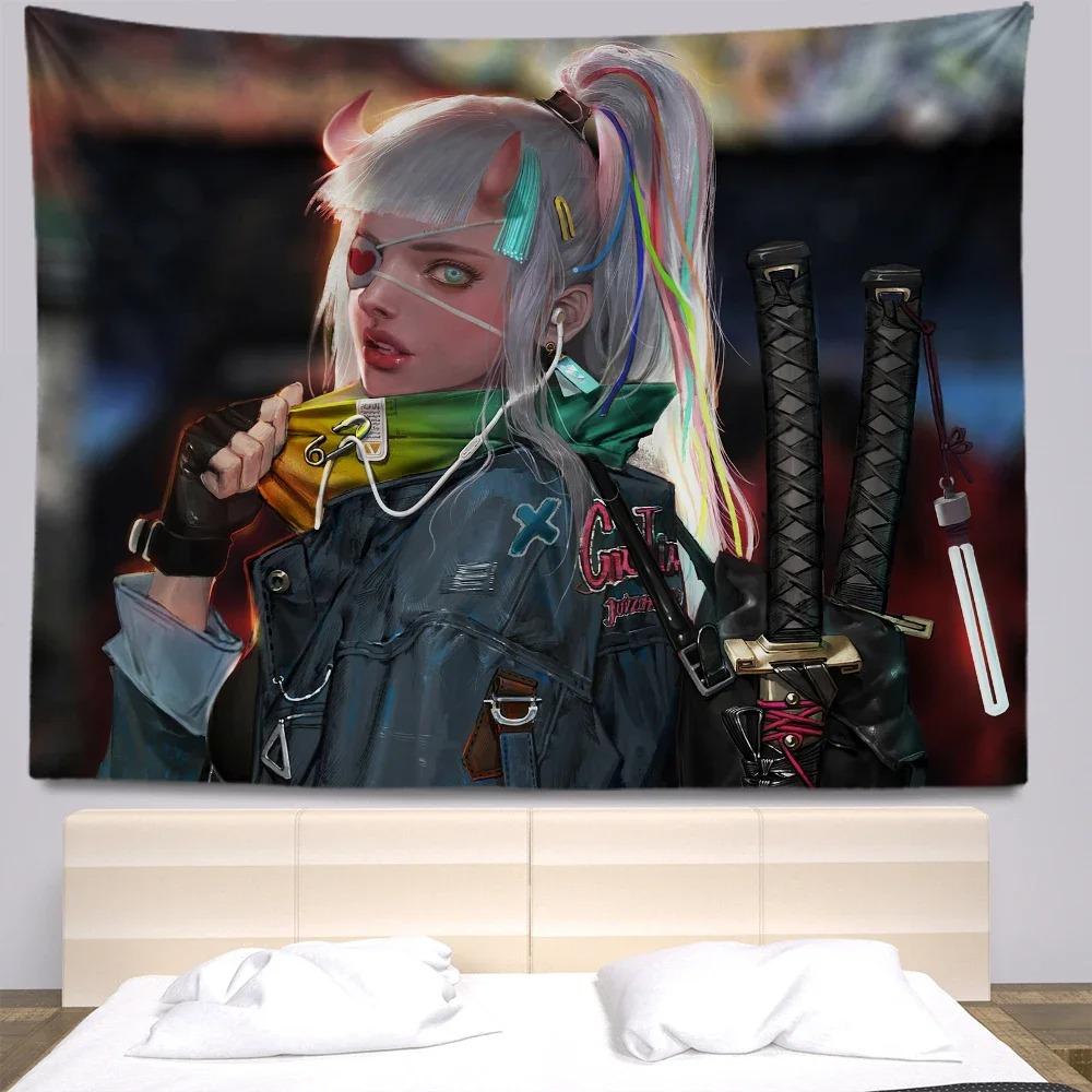 Киберпанк аниме декоративный гобелен домашний декор стены офис гостиная гобелен 100x75cm — фото 15