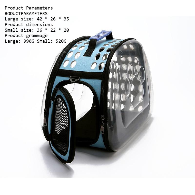 Pet Bag for Going Out Portable Transparent Cat and Dog Backpack Foldable on All Sides Breathable Crossbody Cat Bag S