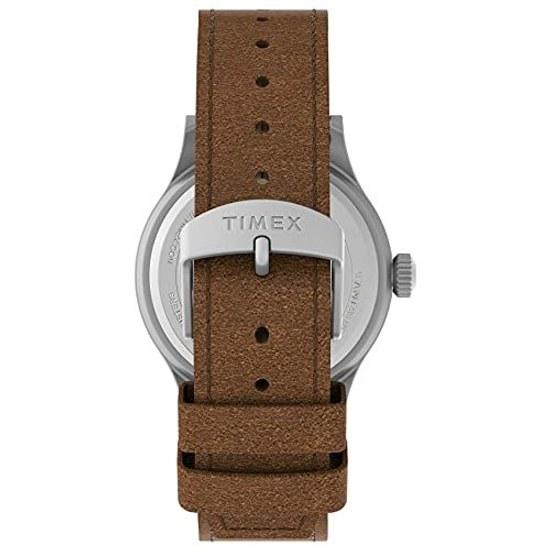 Orologio da polso Timex Expedition Scout da uomo cassa 40 mm color argento quadrante verde cinturino in pelle marrone Taglia 40