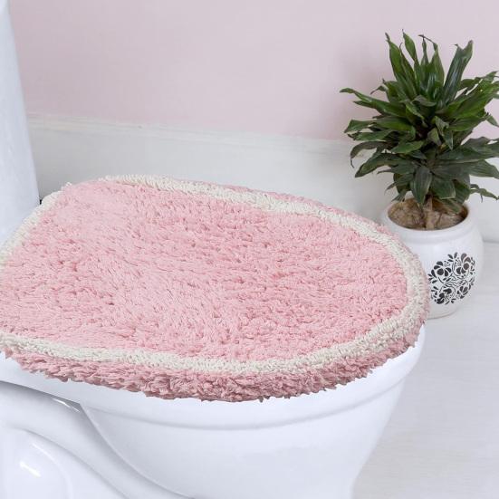 Toilet Mat Safety Elastic Easy Installation Bright Color Toilet Cover Hotel Bathroom Decor Elastic Fit Toilet Accessory