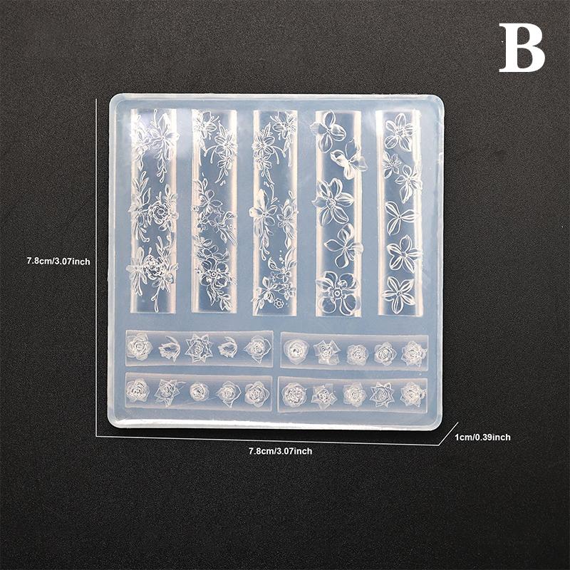 Nail Silicone Mold Cartoon Bow Flower Beads Line Carving Mold 3D Stamping Plate Nails Stencils Diy Manicure Tools Nail Art