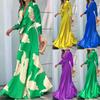 2022 Fall V-Neck Long-Sleeve Printed Jumpsuit for Women: Loose, Wide-Leg European & American Style