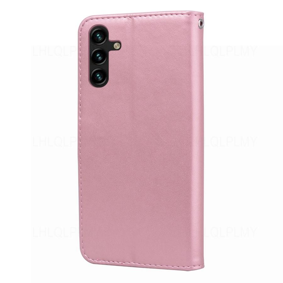 Rose Leather Wallet Flip Case For Samsung Galaxy A14 A24 A34 A54 5G M14 54 A04 A05 A15 A25 A55 M34 M35 M15 M55 A06 A16 S24 Cover