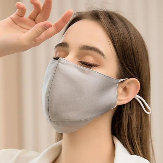 Women's 100% Mulberry Silk Sun Mask - Breathable, Anti-UV, Double Layer, Full Face Coverage for Summer Cycling.