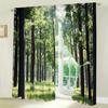 2pcs Healing Green Forest Pattern Curtains   Distinctive Printed Curtains   Suitable for Gifting To Family and Friends