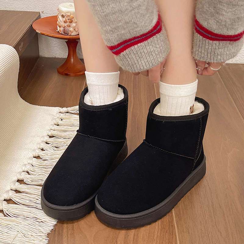Fleece-lined Platform Booties Round Toe Ladies Shoes Hot On Offer Trend 2025 Women's Snow Boots High Quality Fashion Footwear