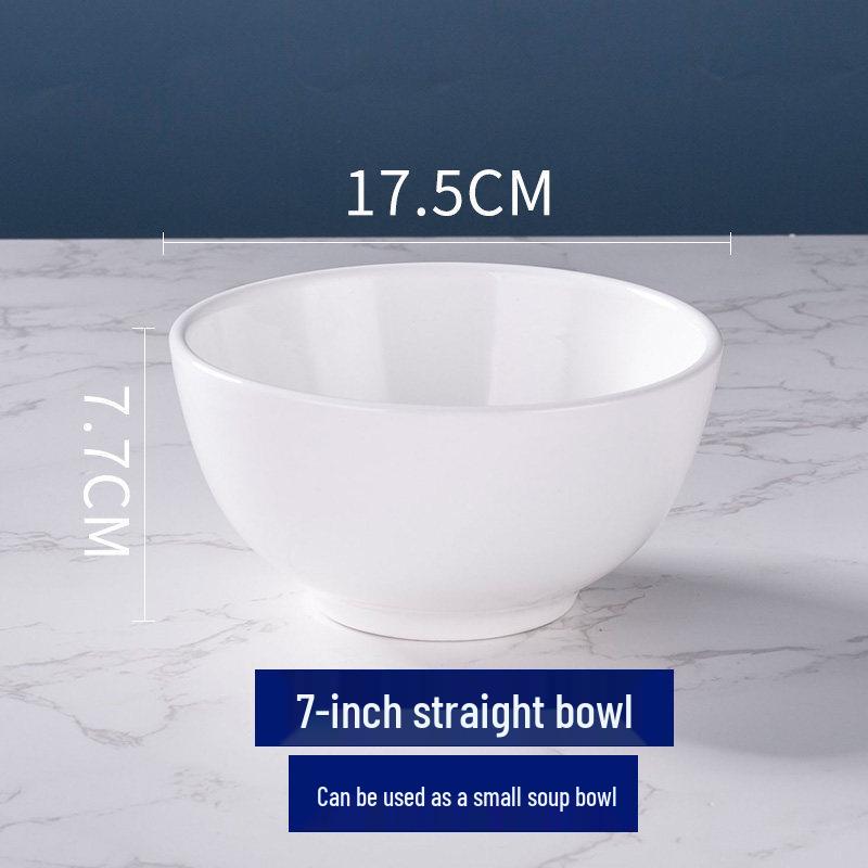 Thickened Ceramic Bowls for Rice, Breakfast, Soup, Noodles - Pure White