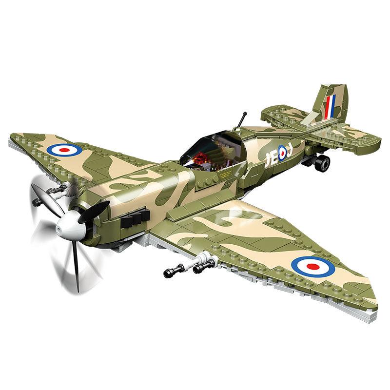 Activating Toys New Wwii Uk Mk9 Spitfire Fighter Military Aircraft Soldier Building Blocks Sets Airplane Model Dolls Brick Kids Toys Gifts