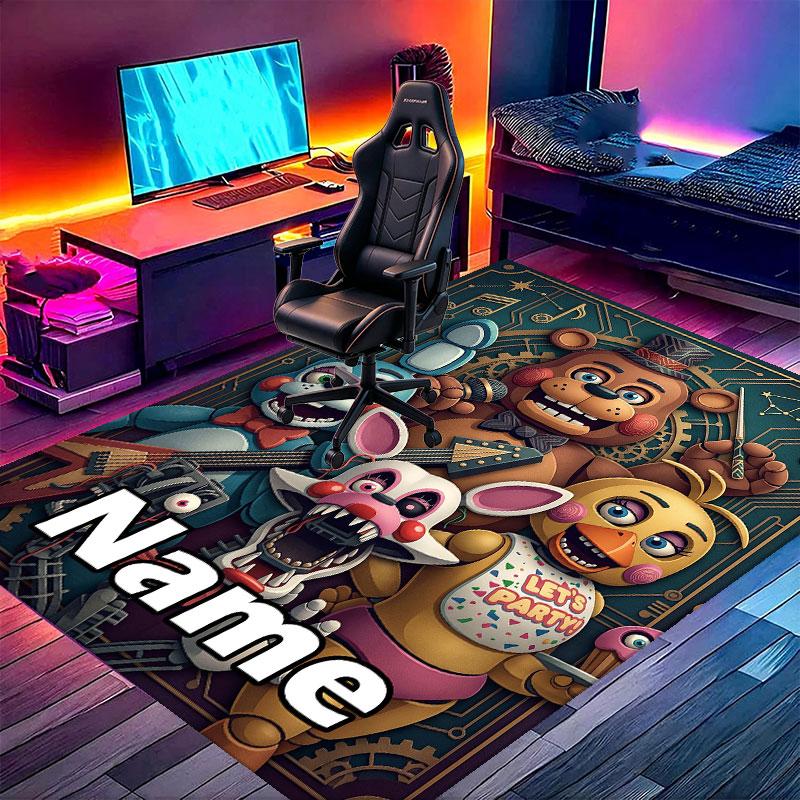 Custom Name Personalized Five Nights at Freddy's Print Carpet, Versatile Home Decor Rug, for Playroom, Apartment, Balcony, Entryway, Hallway Gift