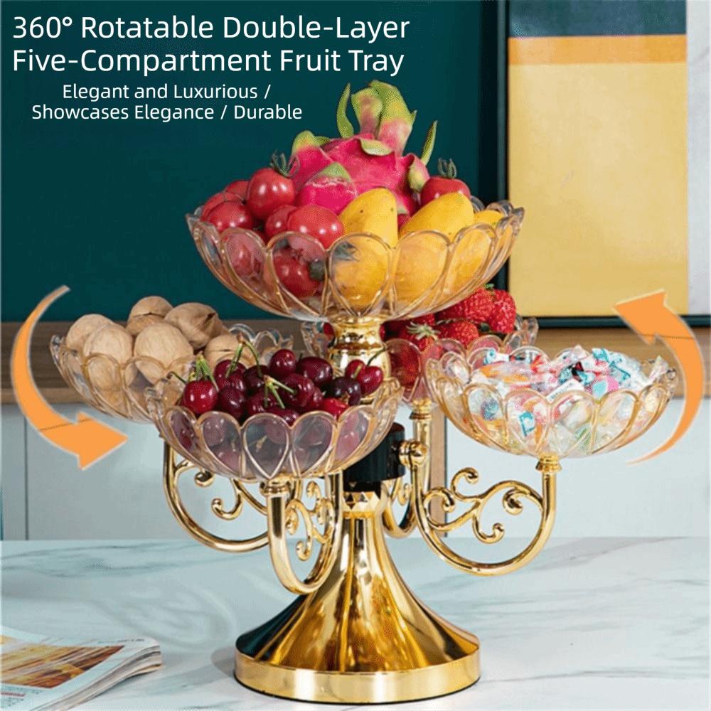 Rotating Fruit Bowl PET Fruit Tray New Snack Dessert Plate  Household