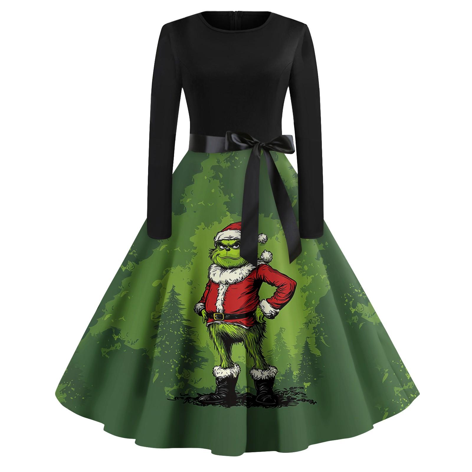 

Women s Casual Fashion Print Long Sleeve Dress Cutout Party Casual Round Neck Dress L