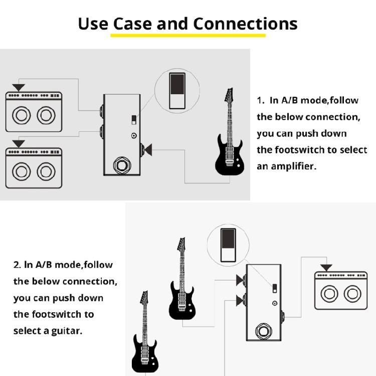 ABY Line Kytarový efektový pedál Náhradní ABY Box Line Selector AB Přepínače Malý kytarový efektový pedál Snadné použití