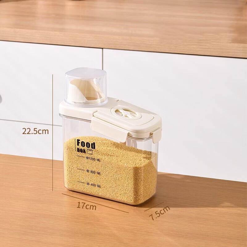 WEZHO Transparent Grain Storage Jar with Measuring Cup
