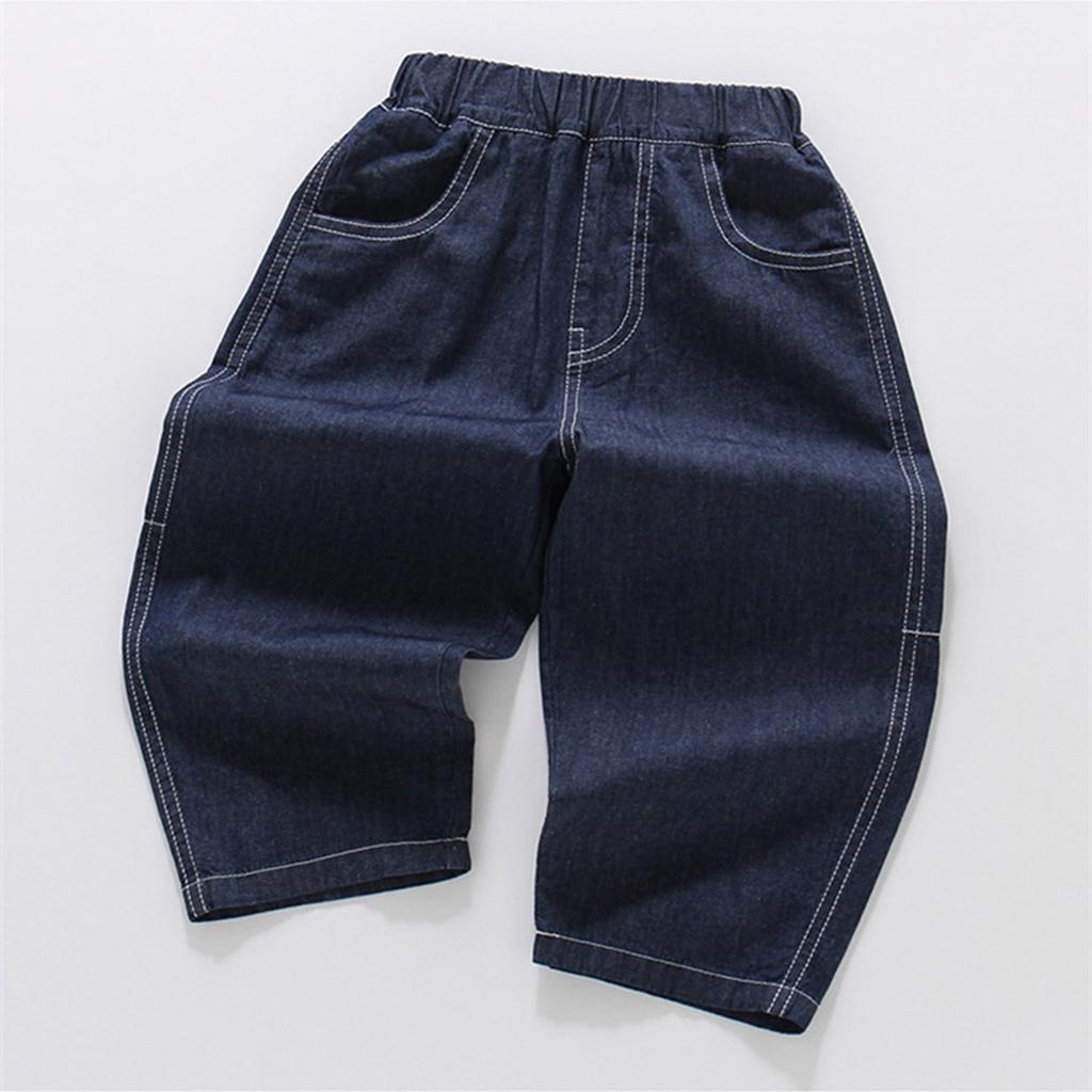 Kids Lightweight Casual Loose Fit Denim Pants Elastic Waistband Boys Girls Long Trousers Suitable for Outdoor and Daily Wear