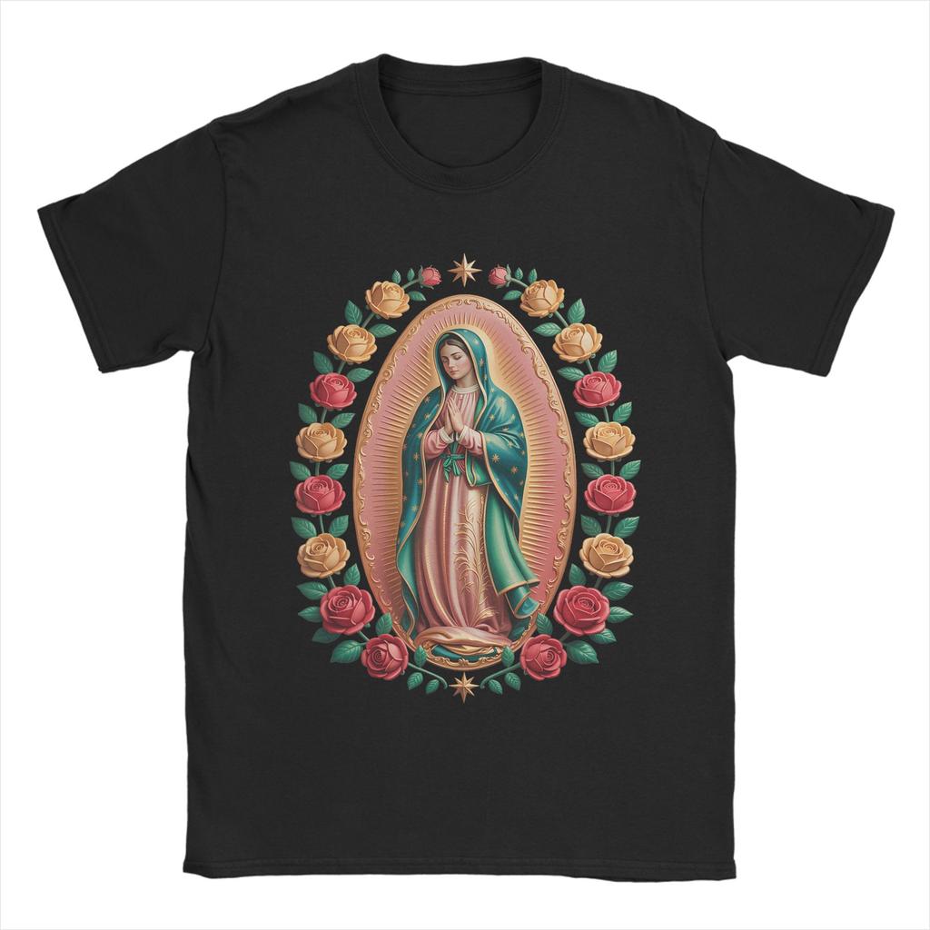 Vintage T Shirt Summer Tattoo Style Virgin Mary Hippie T Shirts  100 Cotton Tshirt for Men Y2K Retro Print Short Sleeve Clothes