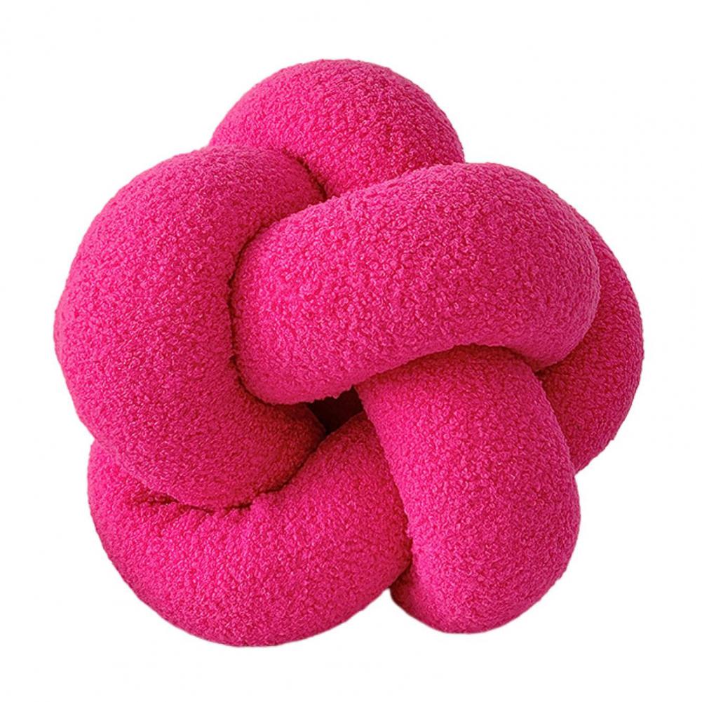 Hand Knitted Decorative Pillow Plush Braided Knot Round Ball Throw Pillow for Sofa Couch Decor Soft Elastic Sleeping Companion