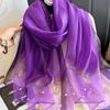 Elegant Thin Silk Scarf Bow Lace Scarf Wraps Fashion Embroidery Scarf  Spring