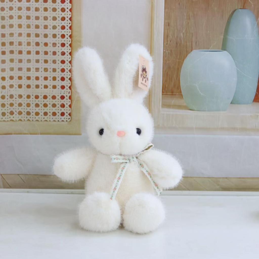 New Long-eared Ribbon Rabbit Doll 8-inch Claw Machine Rabbit Doll Small Gift Plush Toy