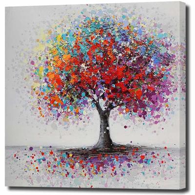 Großes quadratisches Kunst-Gerahmtes Panel Pop Moderne Wand-Innenraum-Dekorationspanel, Bäume, Natur, B60cm, H60cm, Gerahmt, Gemälde, Leinwand, Kunst, Kunst, Kunst,