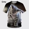 Summer Men's T-shirt Animal Cute Cat Print Crew Neck Short Sleeve Tee Street Trend Tops Oversized Male Clothing T Shirt for Men