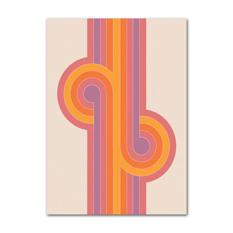 Retro 70s Stripes Art Prints, Sunset, Lip, Rainbow, Flower, Butterfly, Boho Poster, Canvas Painting, Wall Pictures, Living Room