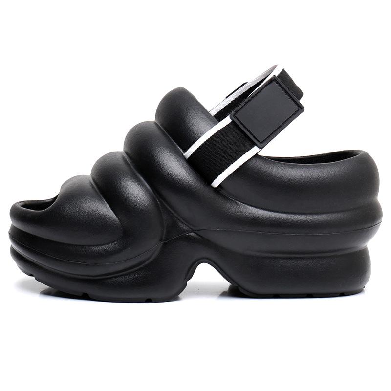 

9 см летние женские сандалии на платформе тапочки для дома сланцы женские уличные сандалии на толстой подошве пляжные уличные сандалии шлепанцы 33 чёрный