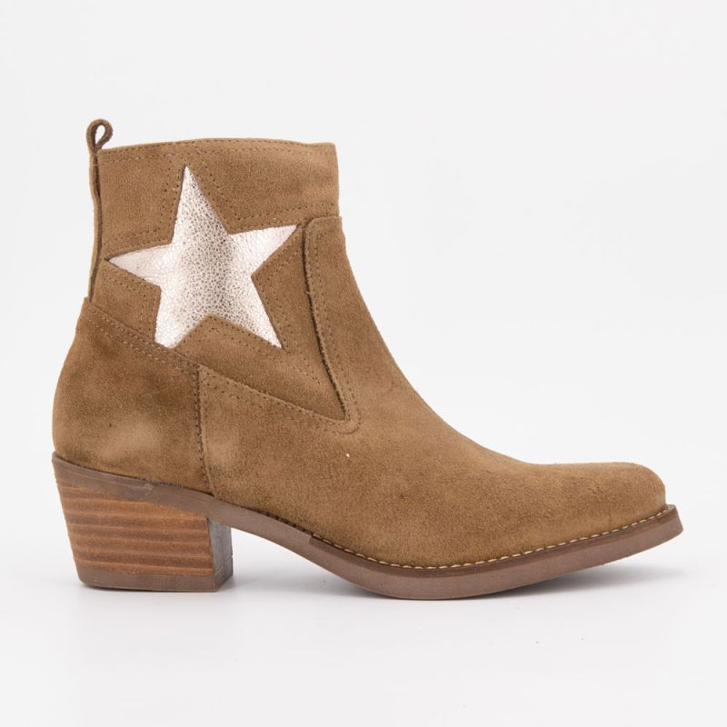 

Светло-коричневые низкие сапоги-казаки из гладкой кожи с розово-золотой звездой Женские PATRICIA MILLER 39