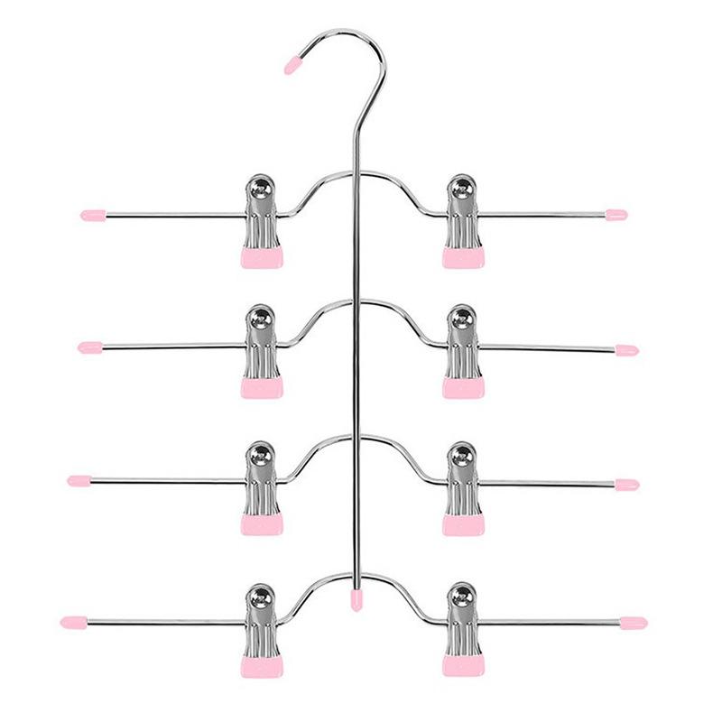 

1шт многофункциональная четырехслойная вешалка для брюк из нержавеющей стали с зажимом для юбок и брюк с 8 зажимами для хранения, органайзер для экономии места