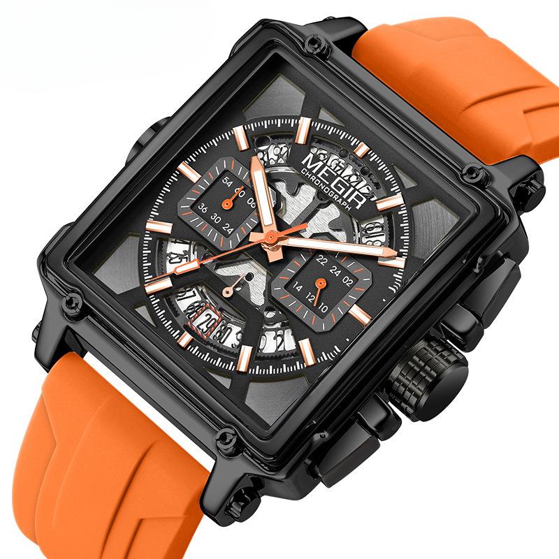 Men's Watch Fashion Square Waterproof Luminous Sports Quartz Watch Multifunctional Chronograph
