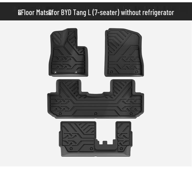 Maßgeschneiderte TPE-Boden- und Kofferraummatten für BYD Tang L 25, einschließlich Rückenlehnenmatten.