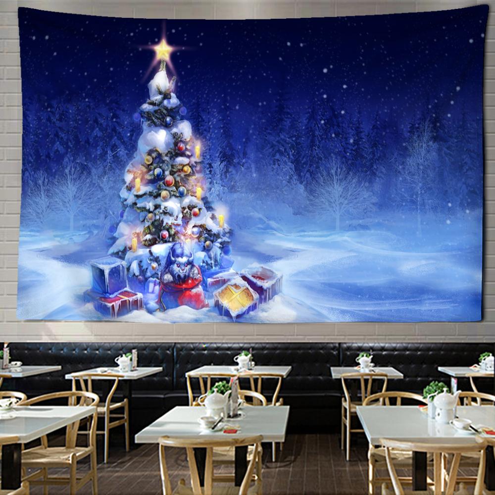 

Психоделический гобелен с рождественской елкой, лес, великолепный пейзаж, искусство, настенный декор для спальни, эстетика стены общежития 100x75cm