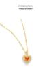 Exquisite S925 Sterling Silver Heart Necklace with Brushed Finish and Padparadscha Gemstone Pendant for Women