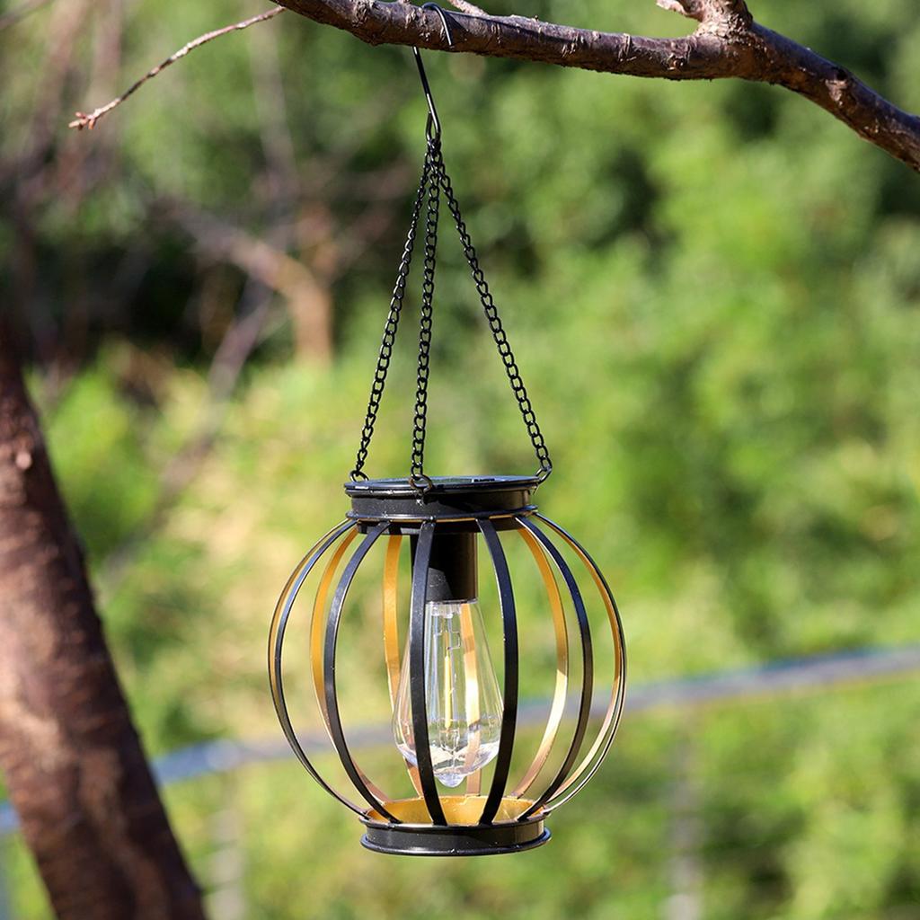 Solar  ing Lantern Outdoor Water Proof Metal Solar Powered Light with Hook for Outside Yard Garden Patio Porch Balcony