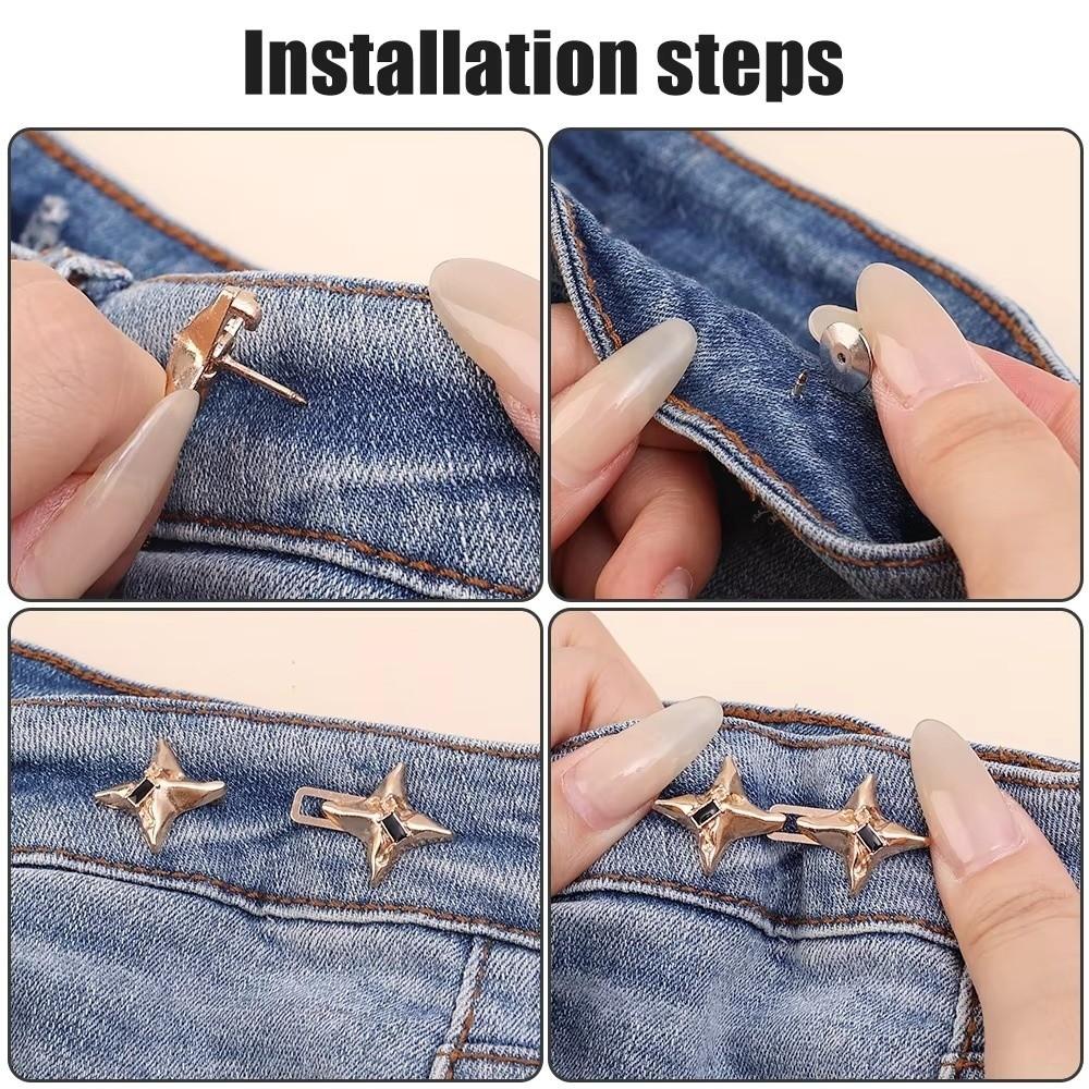 Adjustable Jeans Buttons Four Pointed Star Pants Pins New Waist Buckle  Scarf Fastening