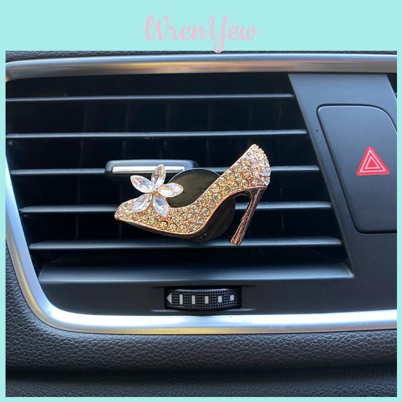 Crystal Studded High Heel Shoe Car Perfume Aromatherapy Decoration Alloy Fragrance Holder