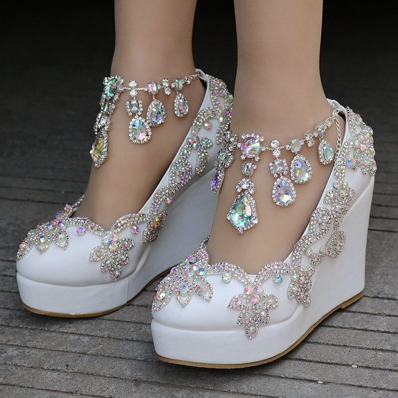 Crystal Queen Strass Sposa Scarpe da Sposa Donna Cinturino caviglia Zeppe  Alta Piattaforma Pumps acquista in modo economico — spedizione gratuita,  recensioni reali con foto — Joom