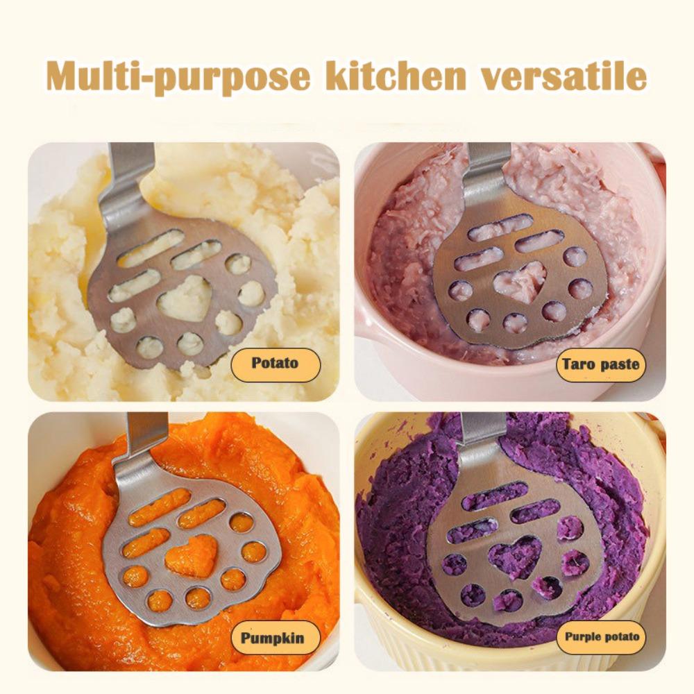 New Manual Potato Masher Stainless Steel Fruit Vegetable Pressure Mud Machine Children Food Crusher Mashing Tool Kitchen Gadgets